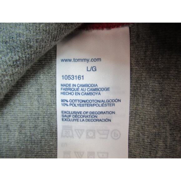Tommy Hilfiger Sweatshirt Mens Large Red Gray Pullover Raglan Sporty Preppy - Picture 10 of 11